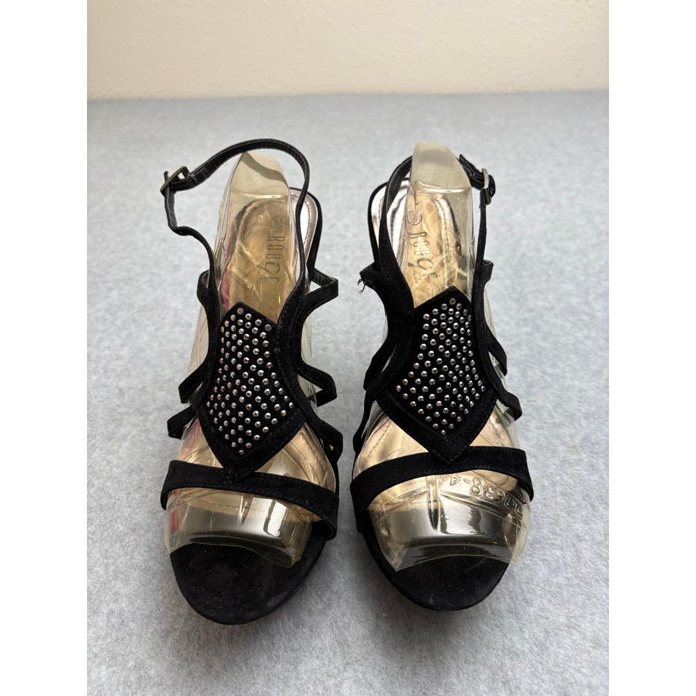 Rouge Helium Hustler-12 Black Studded Platform Stiletto Sandals Size 11